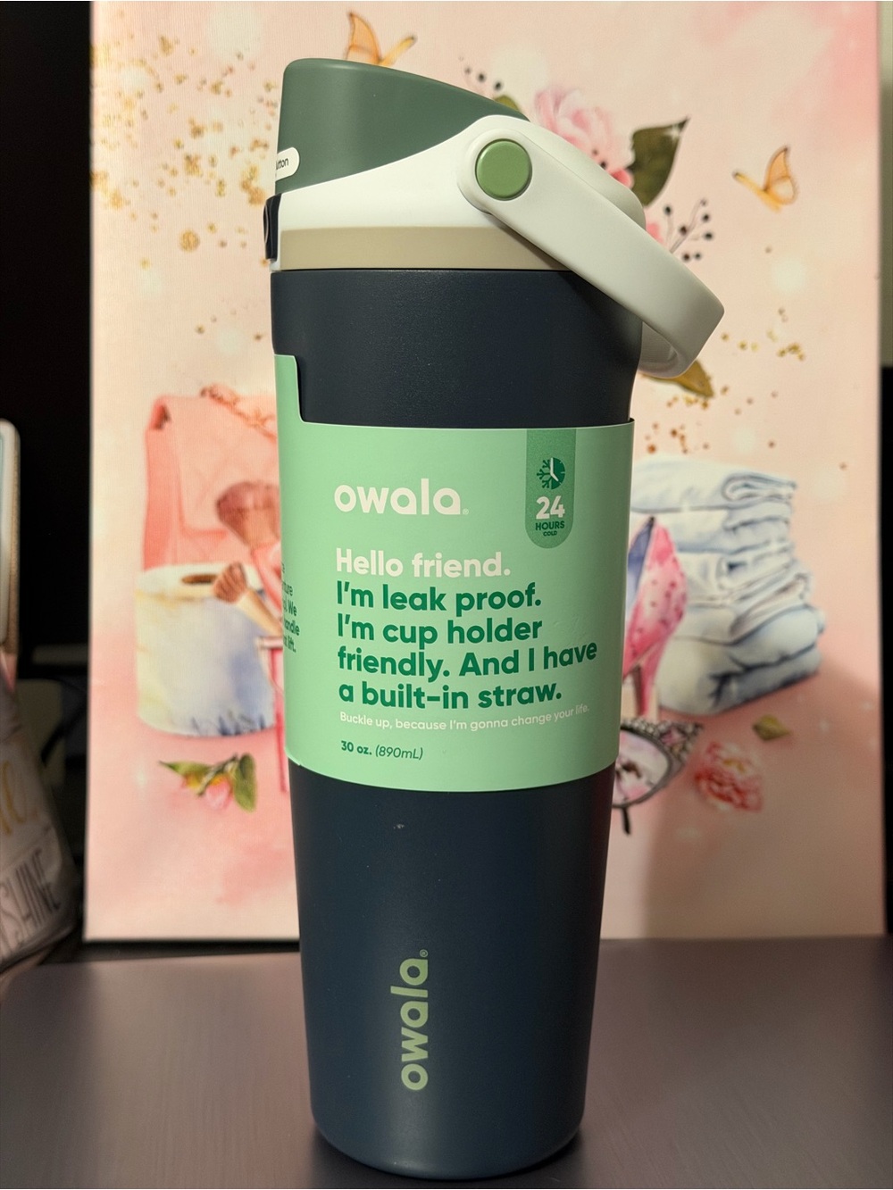 Owala 30 oz Insulated Water Bottle — Green & Navy